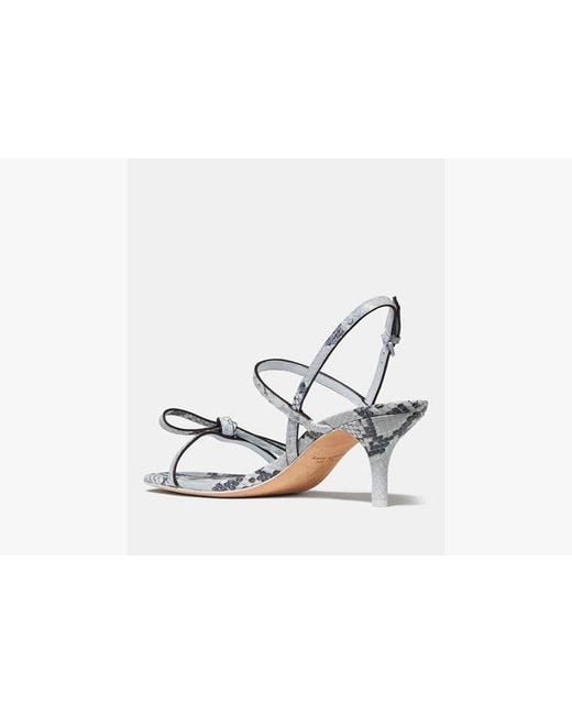 Kate Spade White Loop Snakeskin Kitten Heel Sandals