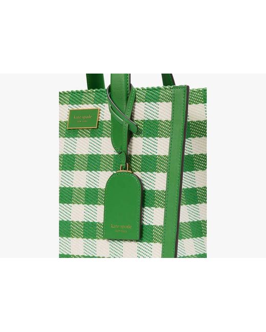 Kate Spade Green Manhattan Gingham Tote Bag aus Tweed