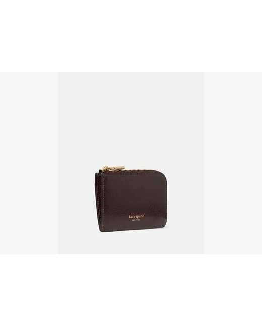 Kate Spade Brown Patent Mini Zip Card Case