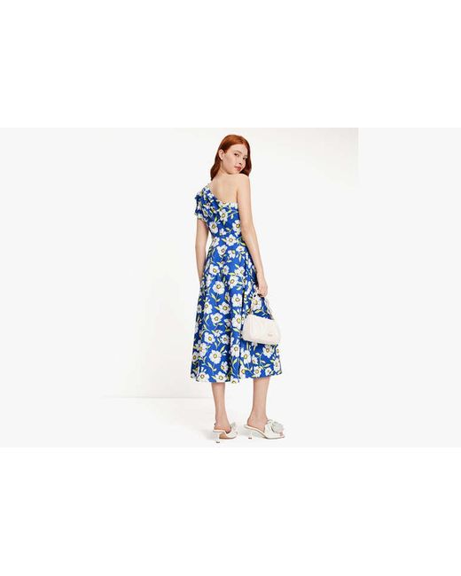 Kate Spade Blue Sunshine Floral Ein-Schulter-Kleid