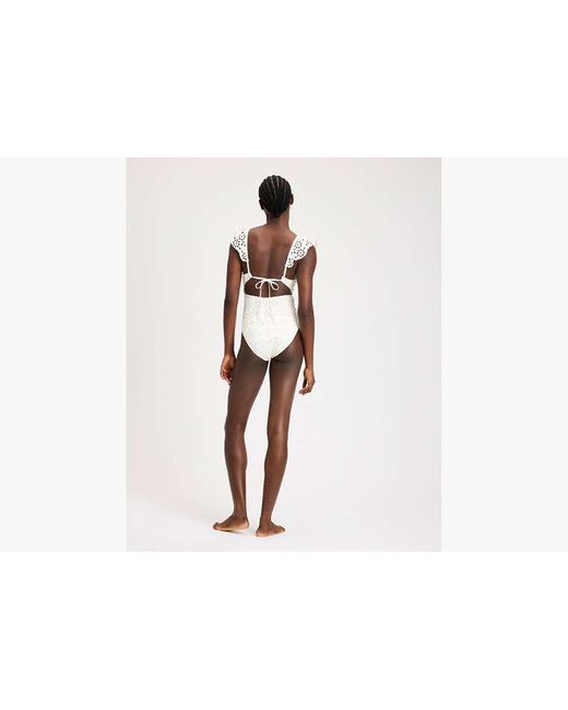 Kate Spade White Eyelet Ruffle One-Piece Swimsuit