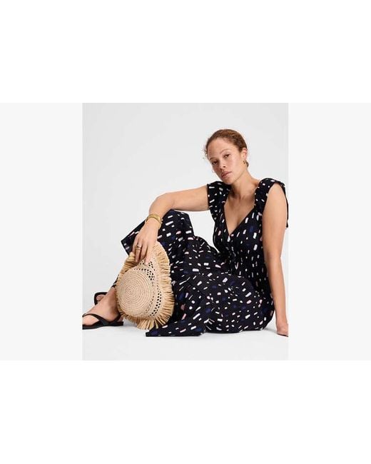 Kate Spade Black Painterly Strokes Flutter Sleeve Dress
