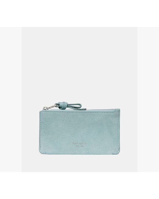 Kate Spade Blue Kate Spade Loop Suede Zip Card Case