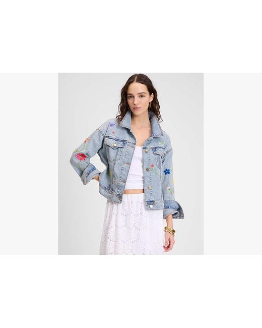 Kate Spade Floral Embroidered Denim Jacket in Blue | Lyst UK