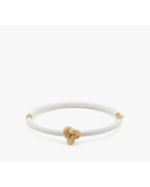 Kate Spade White Double Knot Pave Hinged Bangle