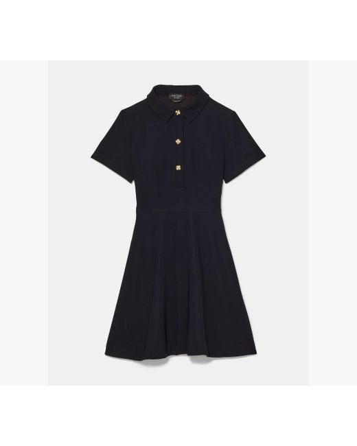 Kate Spade Blue Polo-Minikleid Aus Krepp Mit Goldenen Knöpfen