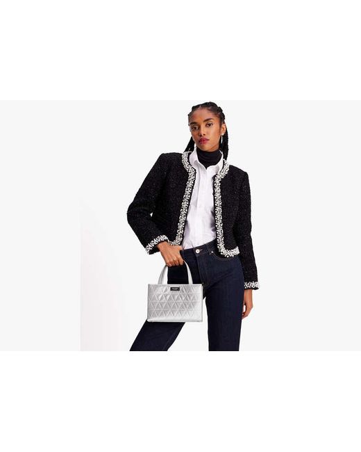 Kate Spade Black Sam Icon Quilted Satin Small Tote