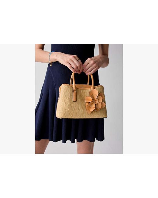 Kate Spade Metallic Kate Spade Thompson Street Straw Small Satchel Bag With Charm