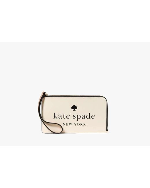 Kate Spade Black Lucy Medium L-Zip Wristlet, Toasted Hazelnut