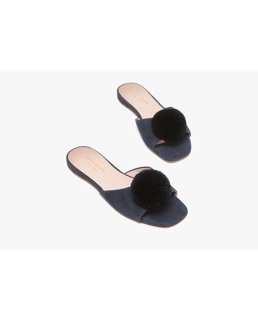 Kate Spade Black Amour Pom Slide