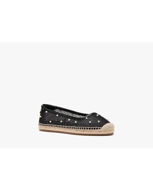 Kate Spade Black Pearl Fishnet Espadrille Ballet Flats