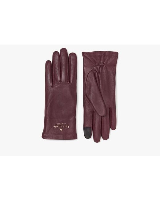 Kate Spade Purple Floating Logo Leather Gloves