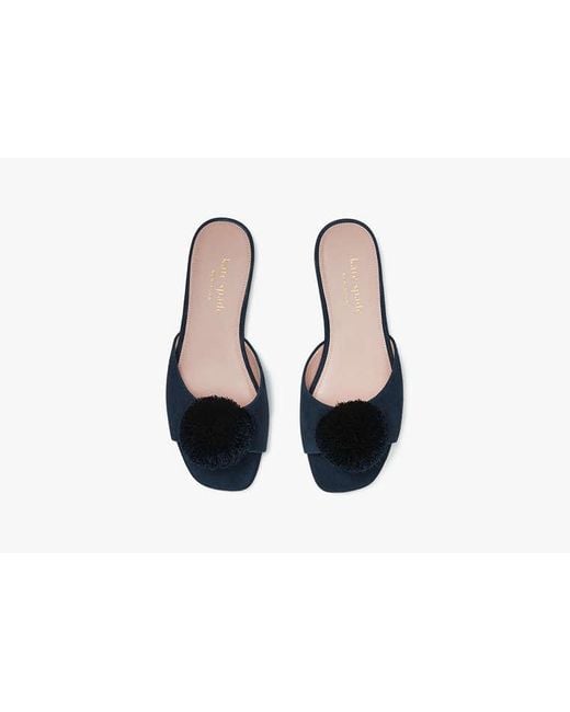 Kate Spade Black Amour Pom Slide