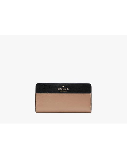 Kate Spade Black Madison Colorblock Large Slim Bifold, Toasted Hazelnut