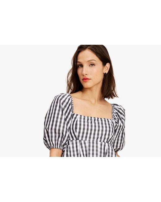 Kate Spade Black Spring Gingham Puff Sleeve Dress