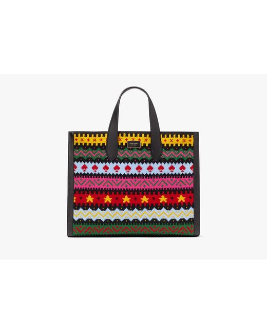 Kate Spade Women's Black Manhattan Carnival Fair Isle Large Tote, Bluecolor