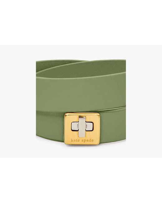 Kate Spade Green Phoebe Leather Double Wrap Bracelet