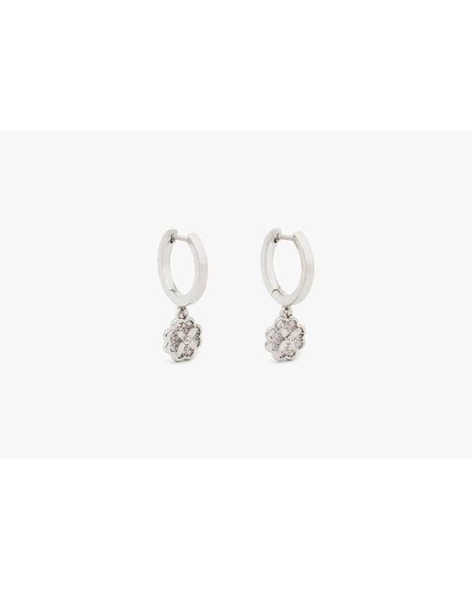 Kate Spade White Heritage Bloom Huggie Drop Earrings