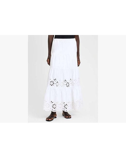 Kate Spade Black Daisy Eyelet Tiered Maxi Skirt