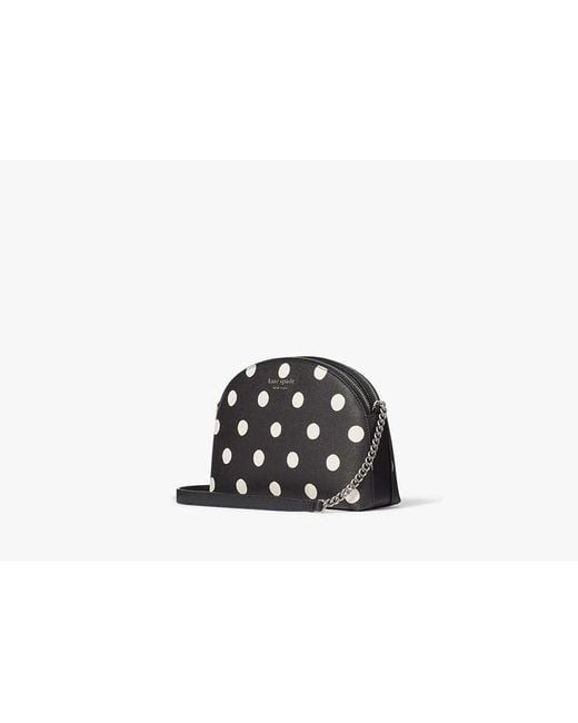 Kate Spade Black Morgan Sunshine Dot Double-Zip Dome Crossbody