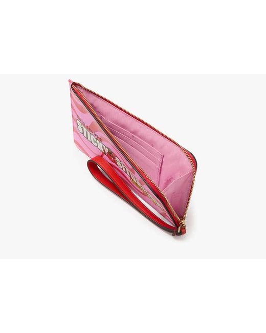 Kate Spade Black Bubble Gum Medium L-Zip Wristlet