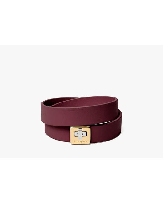 Kate Spade Red Phoebe Leather Double Wrap Bracelet