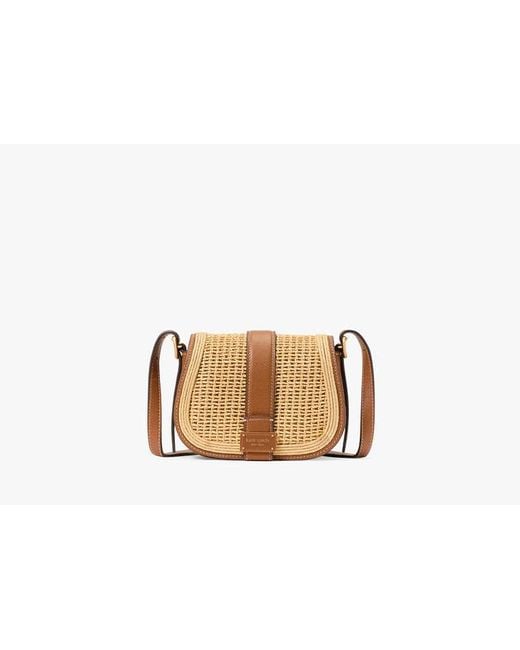 Kate Spade Black Nouveau Straw Mini Saddle Bag, Cavern Clay