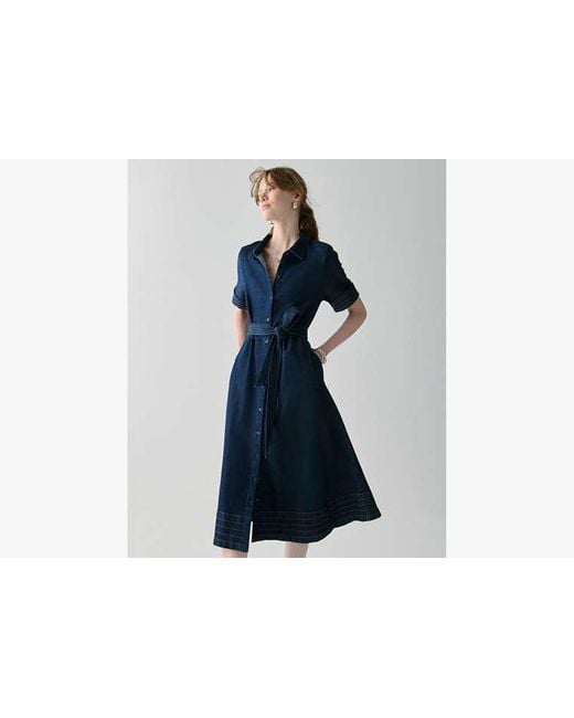 Kate Spade Denim Trapunto Midi Shirtdress in Black | Lyst
