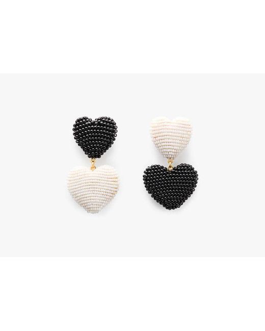 Kate Spade Black Heart You Beaded Double Drop Earrings, Neutral