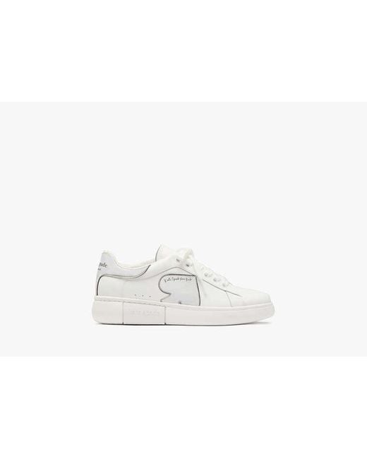 Kate Spade White Charli Lace Up Sneaker, Optic