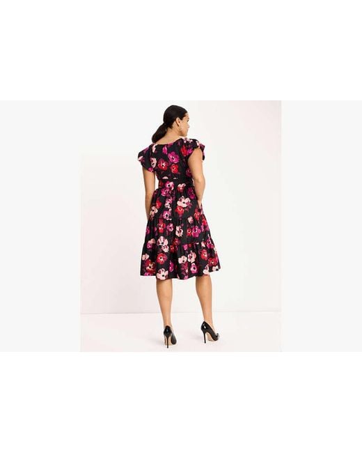 Kate Spade Black Fall Poppies Midi Dress