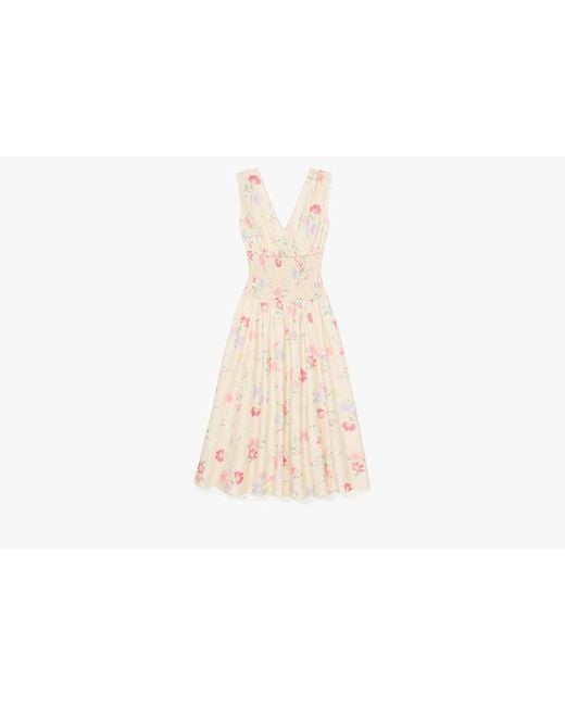 Kate Spade Black Whimsical Garden Smocked Midi Dress