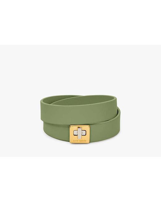 Kate Spade Green Phoebe Leather Double Wrap Bracelet