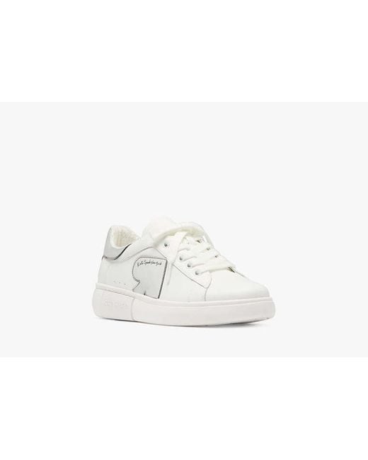 Kate Spade White Charli Lace Up Sneaker, Optic