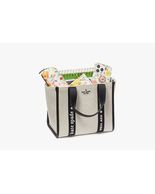 Kate Spade Black Kip Canvas Small Tote