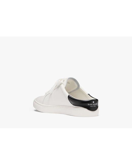 Kate Spade Black Charli Smooth Leather Mule Sneaker, Optic