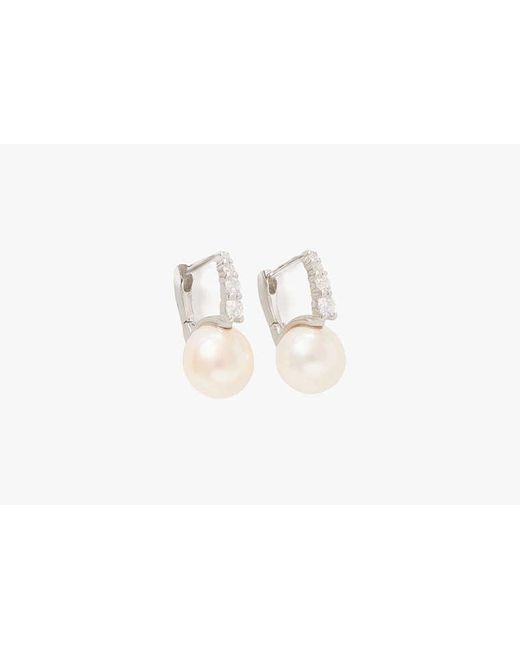 Kate Spade White Kate Spade Fine Meant To Be Pearl & Diamond Huggies