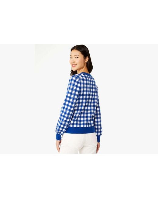 Kate Spade Blue Gingham Scalloped Cardigan
