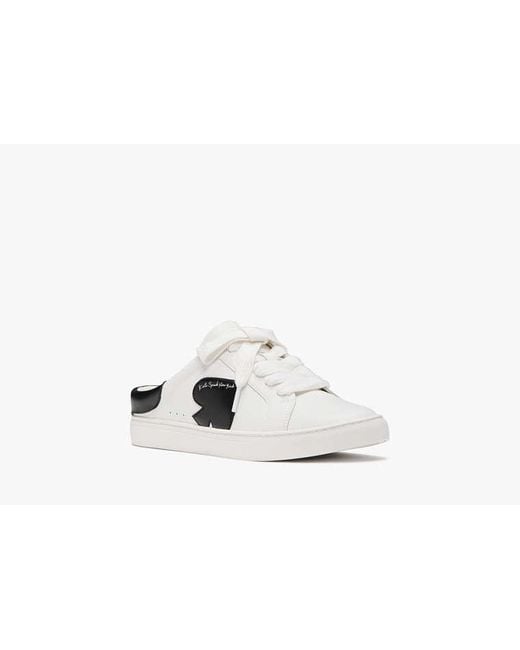 Kate Spade Black Charli Smooth Leather Mule Sneaker, Optic