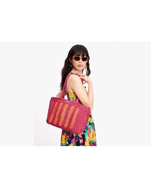 Kate Spade Black Eden Striped Crochet Large Tote