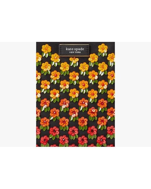 Kate Spade Black Sam Icon Floral Embellished Nylon Small Tote