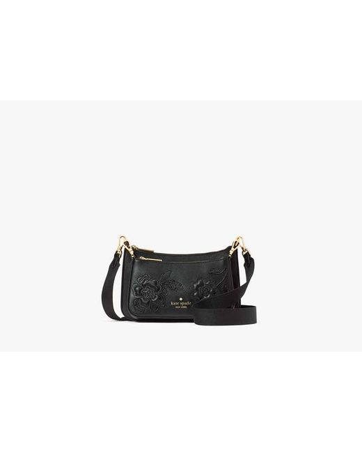 Kate Spade Black Duet Floral Applique Small Crossbody