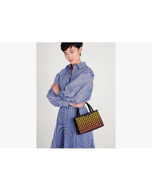 Kate Spade Black Sam Icon Floral Embellished Nylon Small Tote