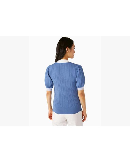 Kate Spade Blue Colorblock Bow-Neck Sweater