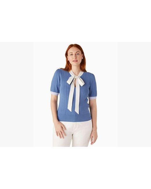 Kate Spade Blue Colorblock Bow-Neck Sweater