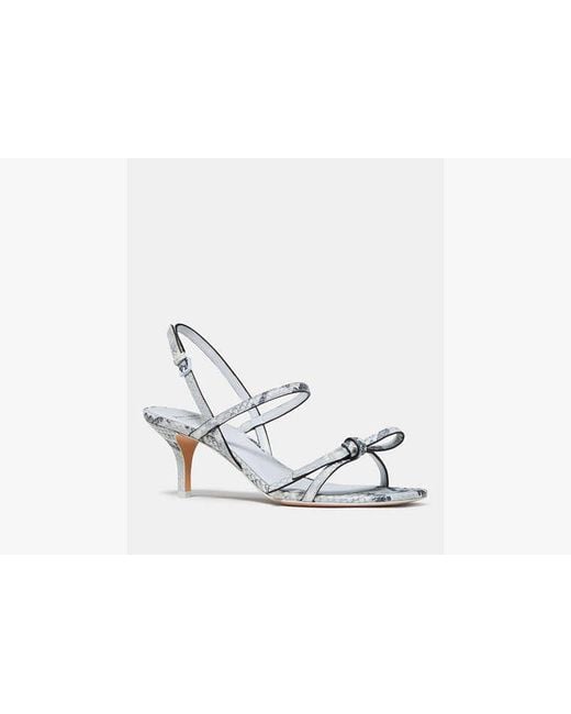Kate Spade White Loop Snakeskin Kitten Heel Sandals