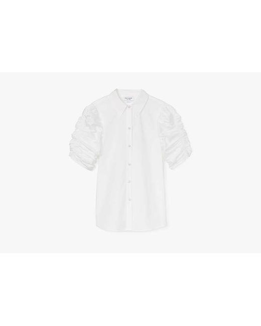 Kate Spade Women's Black Ruched Poplin Shirt