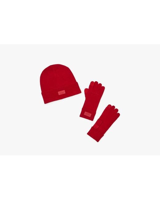 Kate Spade Black Logo Patch Beanie Set