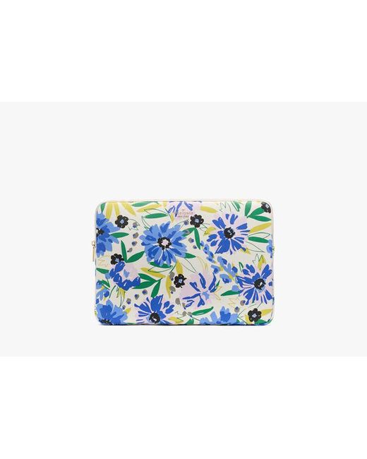 Kate Spade Blue Madison Floral Laptop Sleeve, Cream