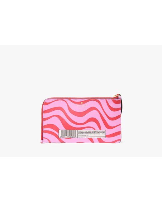 Kate Spade Black Bubble Gum Medium L-Zip Wristlet